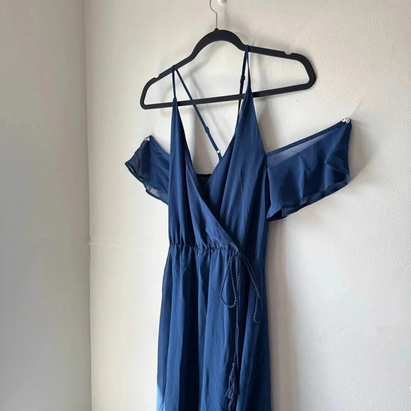 TOBI | Navy Blue Off the Shoulder Maxi wedding guest Dress - Picture 1 of 3